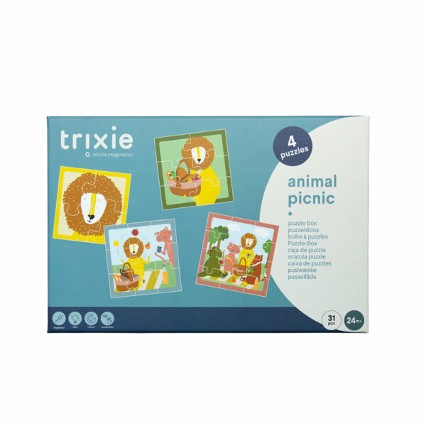 Boîte à puzzles - Pique-nique des animaux - 4 puzzles