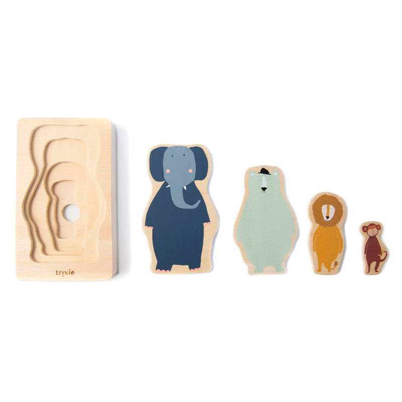 Puzzle 4 couches d'animaux en bois – Image 2