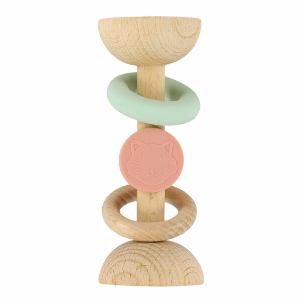 Hochet en silicone et bois - Mrs. Cat