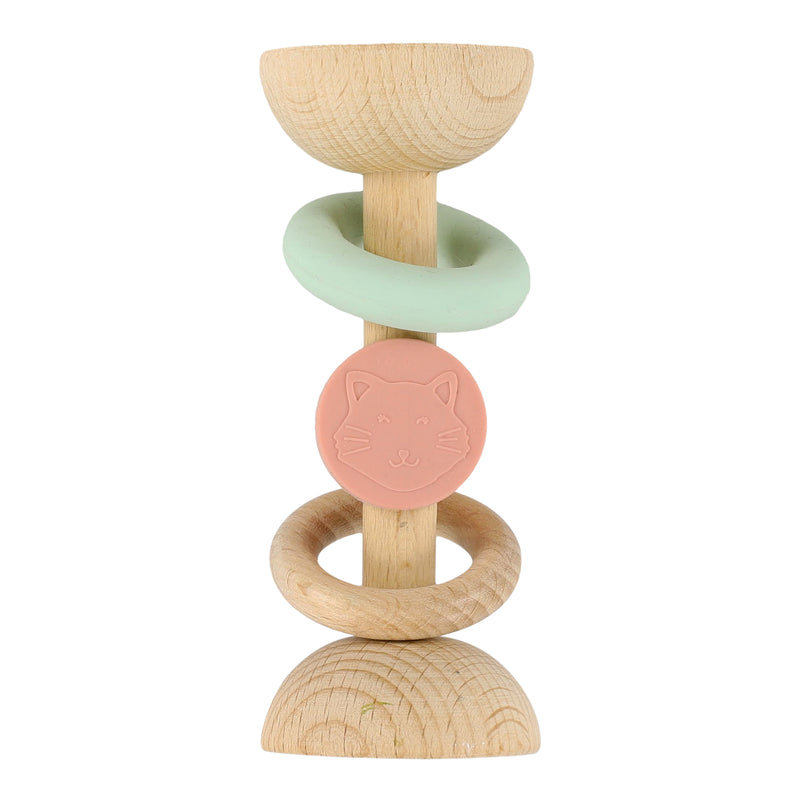 Hochet en silicone et bois - Mrs. Cat
