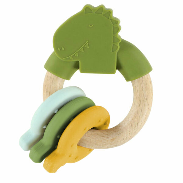 Anneau d'activités en silicone et bois - Mr. Dino