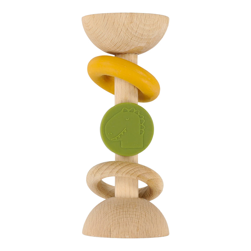 Hochet en silicone et bois - Mr. Dino