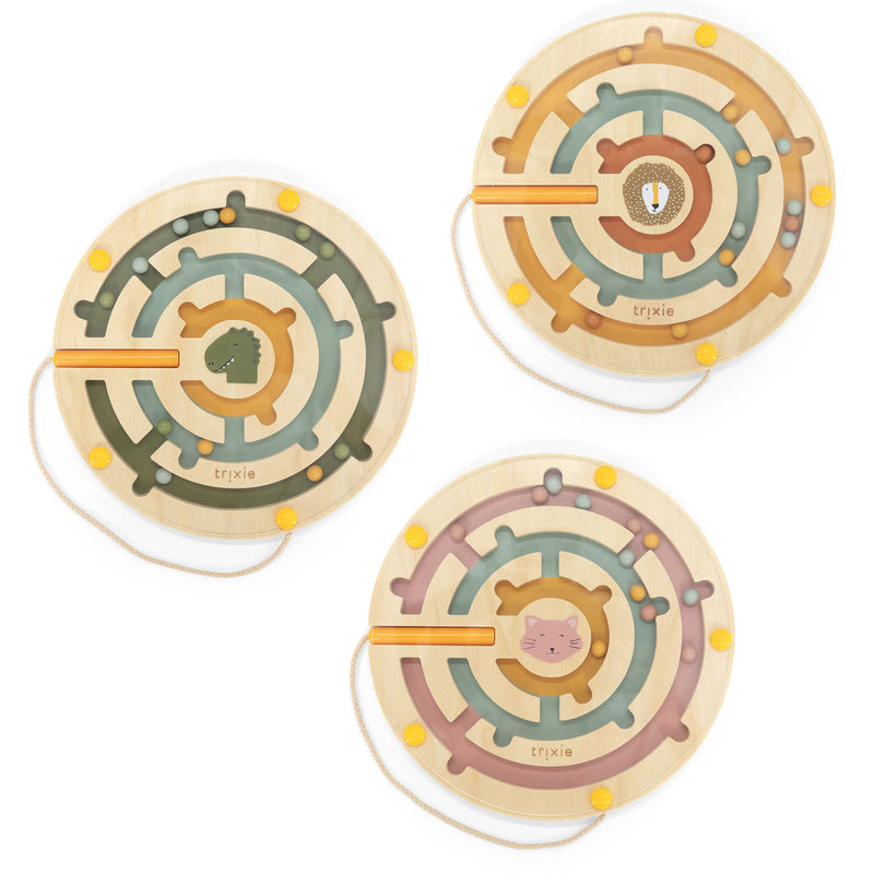 Labyrinthe magnétique rond en bois boîte – 6 pièces – Image 2