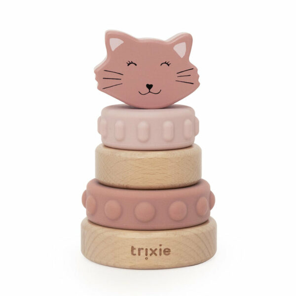 Tour à empiler en bois et silicone - Mrs. Cat