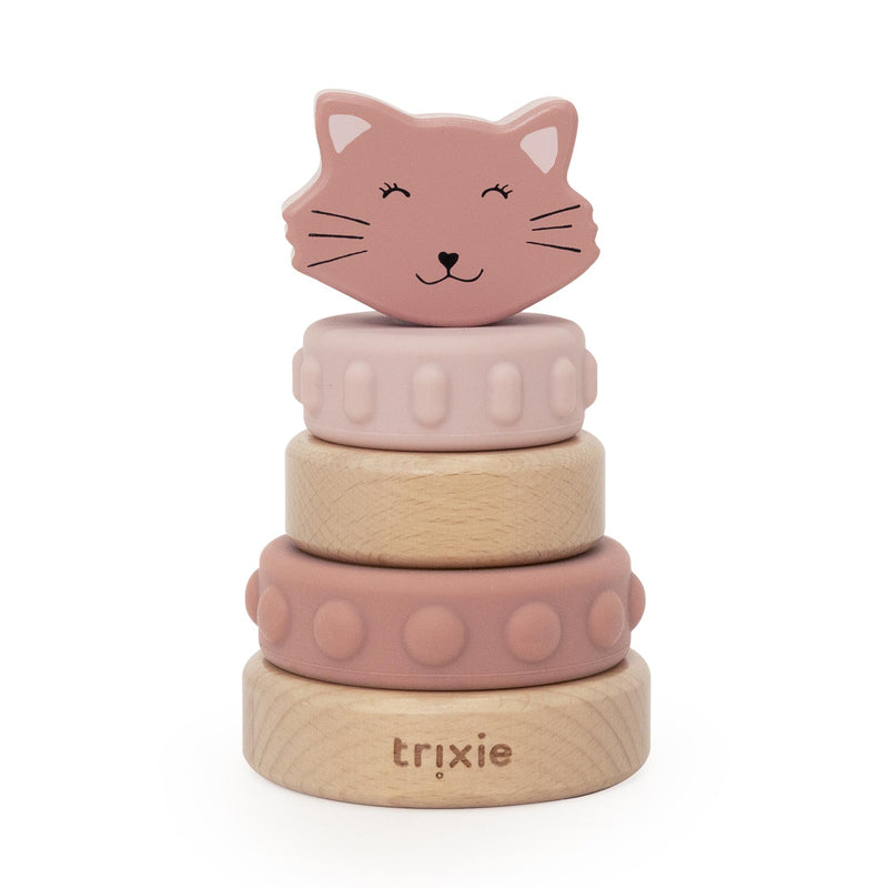 Tour à empiler en bois et silicone - Mrs. Cat