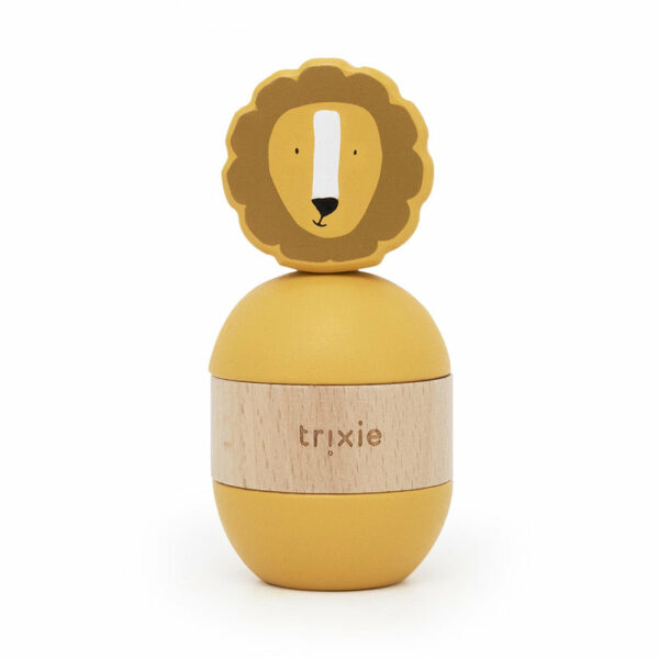 Jouet d’empilage avec hochet en bois - Mr. Lion