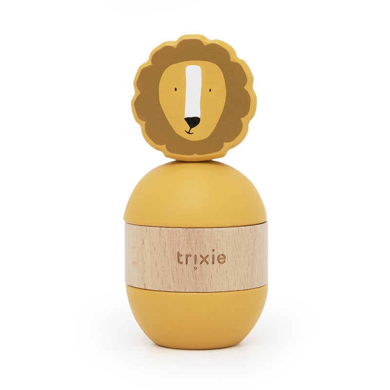 Jouet d’empilage avec hochet en bois - Mr. Lion