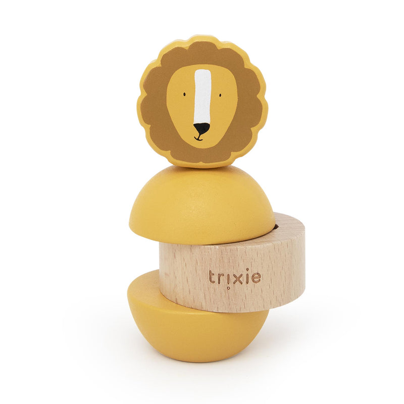 Jouet d’empilage avec hochet en bois - Mr. Lion – Image 3