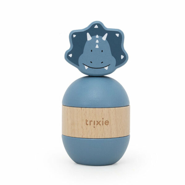 Jouet d’empilage avec hochet en bois - Mr. Triceratops