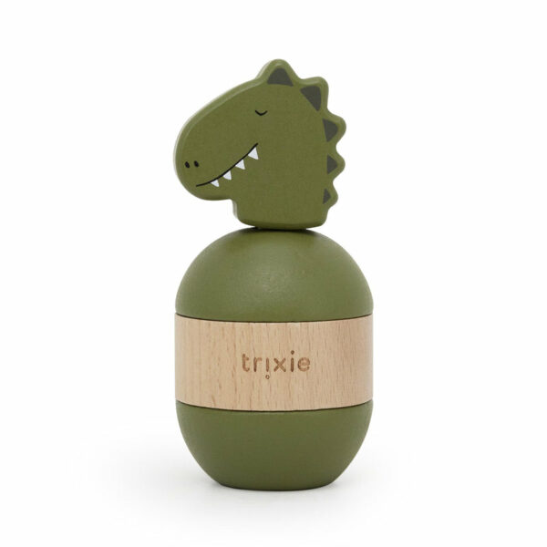 Jouet d’empilage avec hochet en bois - Mr. Dino