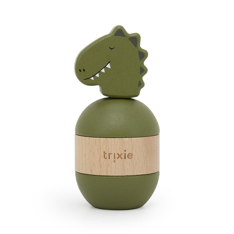 Jouet d’empilage avec hochet en bois - Mr. Dino