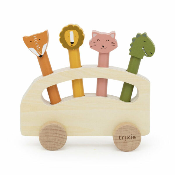 Bus en bois avec animaux pop-up
