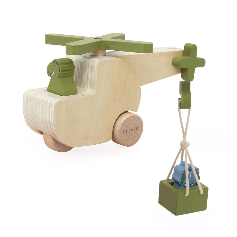 Hélicoptère d’animaux en bois