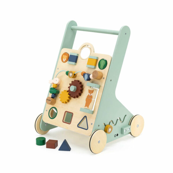 Chariot d'activité en bois à pousser animaux
