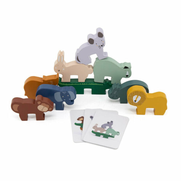 Jeu d'empilage d'animaux en bois