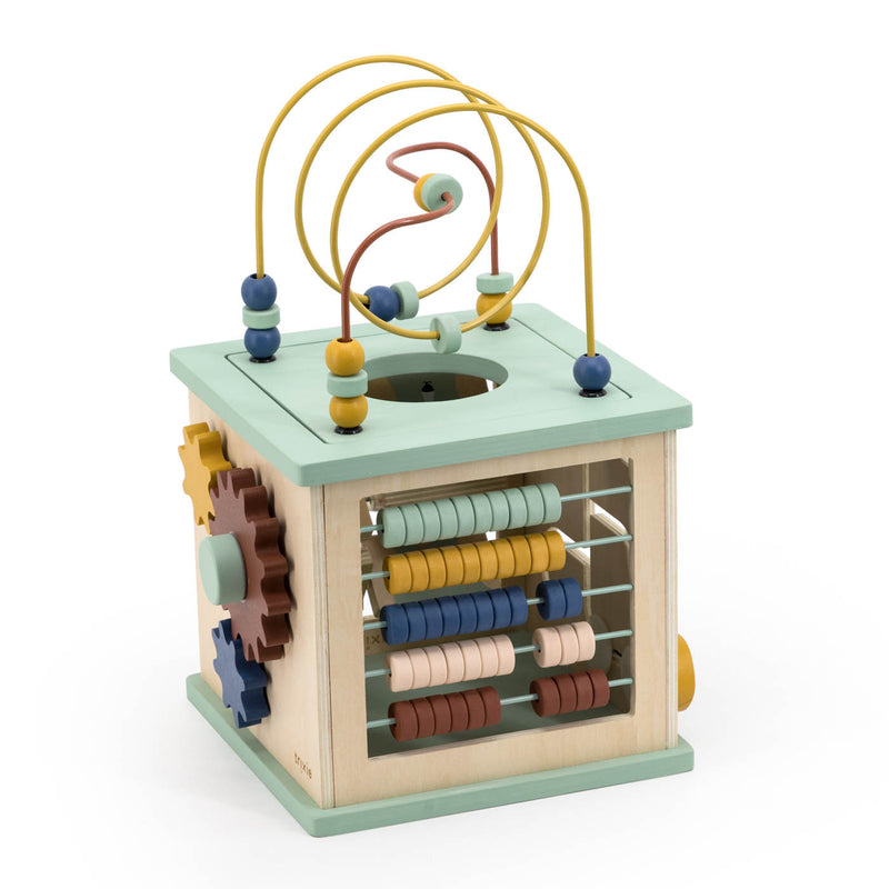 Cube d'activités 5-en-1 en bois – Image 3