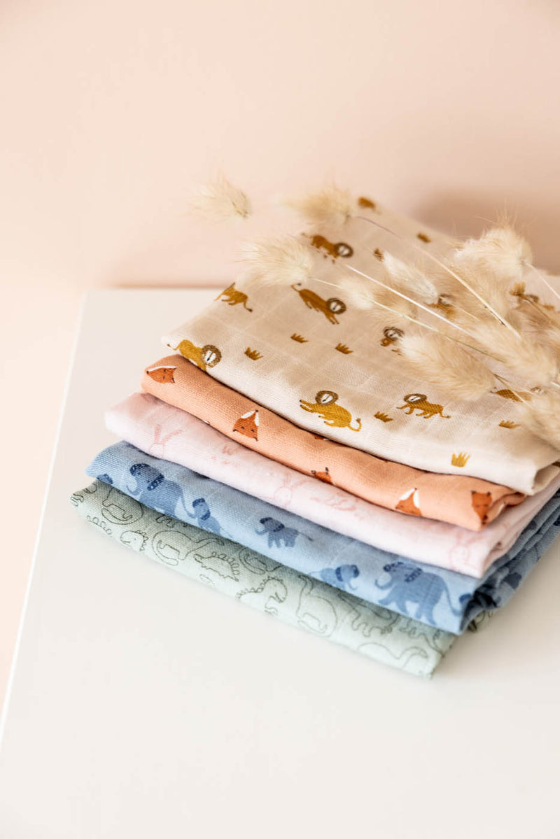 Langes en mousseline 3-pack mix | 55x55cm - Lively Lion – Image 4